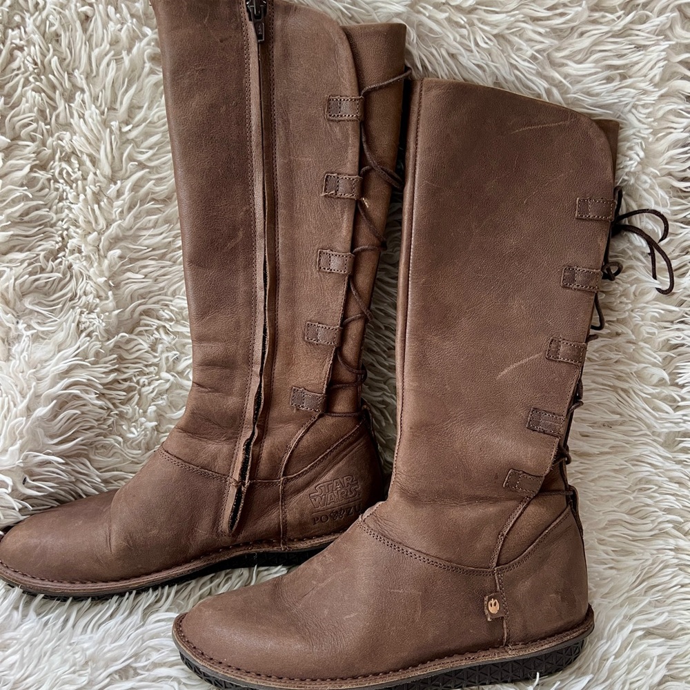 Pozu Star Wars Rey Brown Lace Up Boots with Adjustable Fit